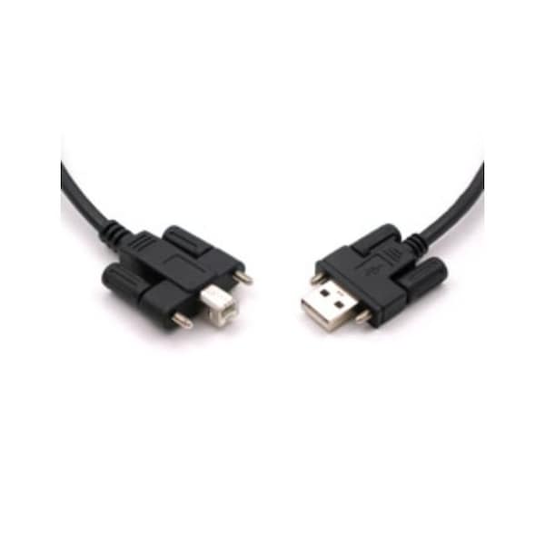 USB2.0 Cable, A to B with Locking Feature, 5M, Black